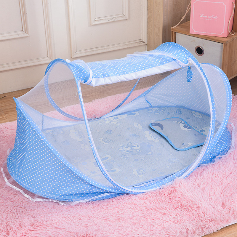婴儿蚊帐罩免安装可折叠宝宝防蚊床上蒙古包儿童新生支架防摔有底