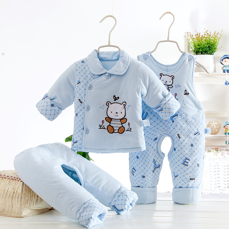 直销婴儿棉衣套装加厚冬季0-1岁男女宝宝冬装3-6个月新生儿棉袄三
