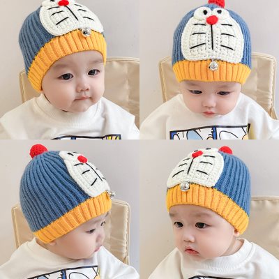 宝宝帽子秋冬季韩版毛线帽婴儿可爱超萌男女护耳帽儿童保暖针织帽