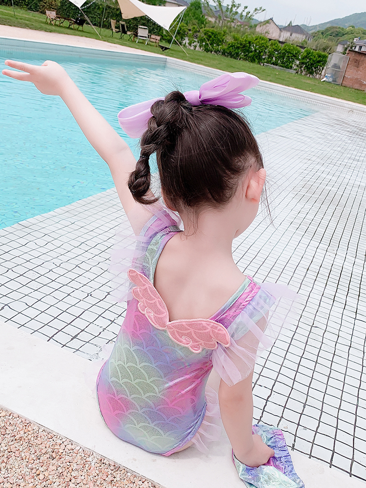 女童连体美人鱼泳衣洋气女宝宝可爱小公主夏季泳装女孩儿童游泳衣