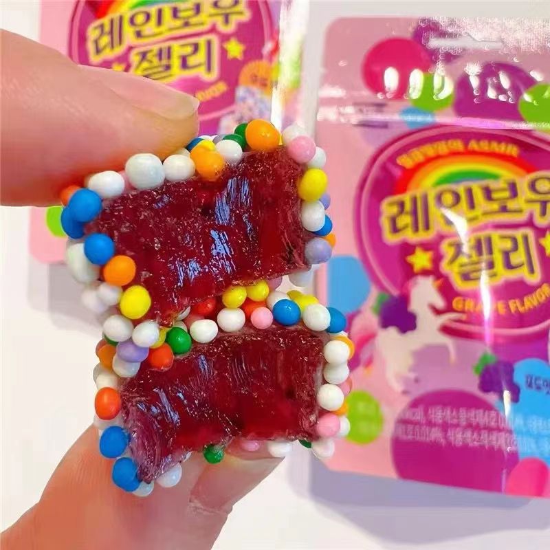 韩国进口零食7-11便利店seoju限定西洲彩虹软糖葡萄味儿童水果糖