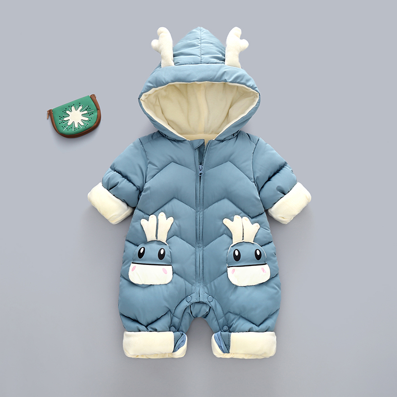 新生婴儿冬季外出抱衣冬天加厚衣服羽绒棉服小宝宝保暖连帽连体衣