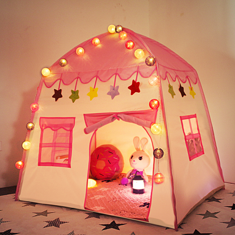 洛克休闲儿童帐篷游戏屋室内公主女孩玩具屋小孩房子家用分床神器