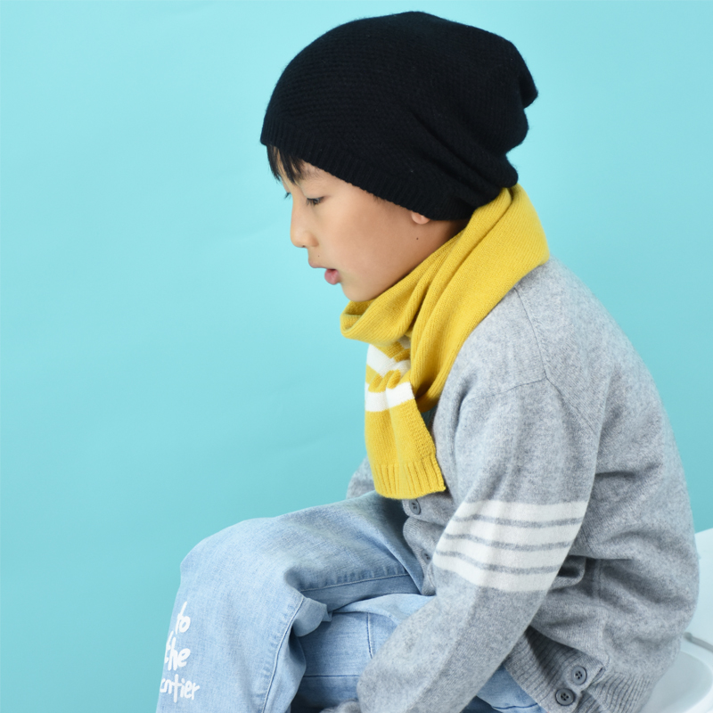 儿童针织100%纯羊绒帽亲子款男女孩套头包头帽内蒙古高端2023秋冬