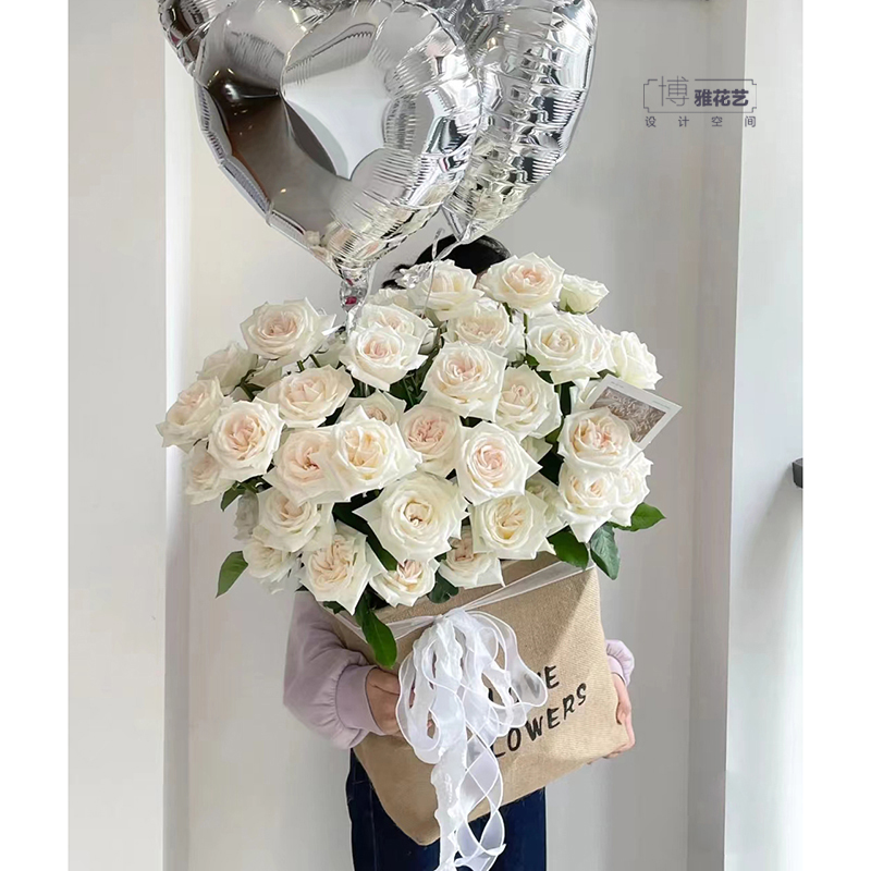 杭州同城鲜花速递玫瑰告白气球惊喜抱抱桶爱人闺蜜纪念日生日礼物