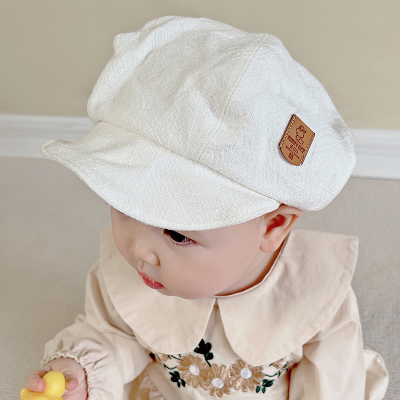 韩国进口婴儿帽子春秋薄款宝宝贝雷帽可爱新生儿童复古鸭舌帽 ins