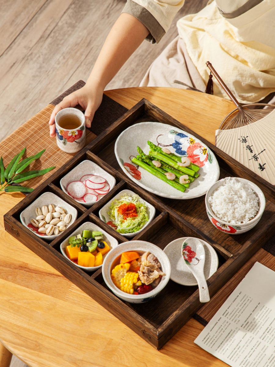 中式民宿 特色陶瓷餐具套装  日式复古风格  月子会所定制一人餐