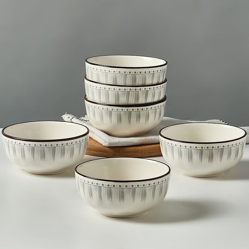 日式饭碗家用2024新款陶瓷碗米饭碗小碗釉下彩高颜值碗碟套装餐具
