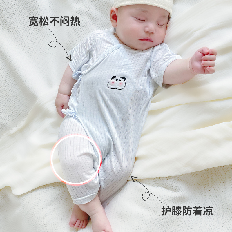 新生婴儿连体衣夏季薄款透气宝宝哈衣夏装睡衣初生婴幼儿和尚服