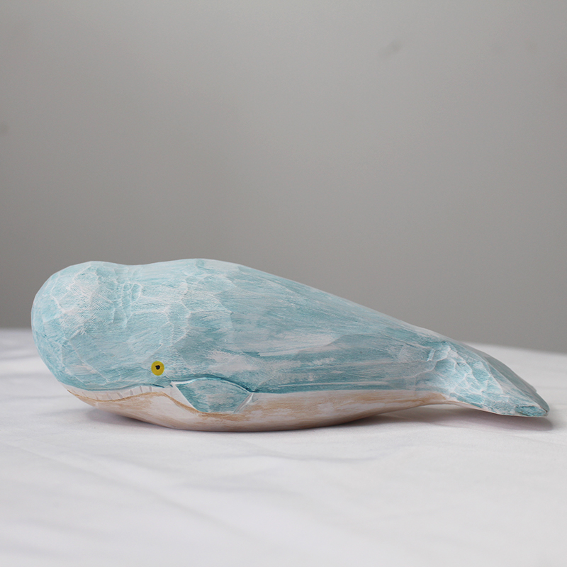 Chumfun木雕蓝鲸鱼摆件海洋系列动物桌面摆件创意礼品送朋友礼物