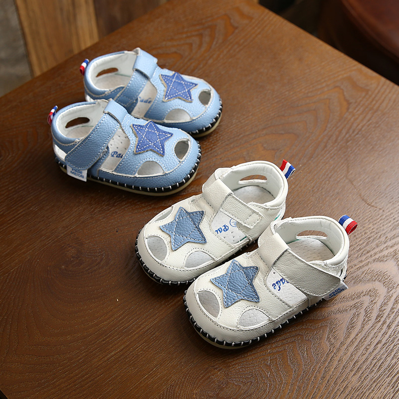 夏季真皮男女宝宝凉鞋0-1岁婴儿学步鞋包头凉鞋婴幼儿软底凉鞋子