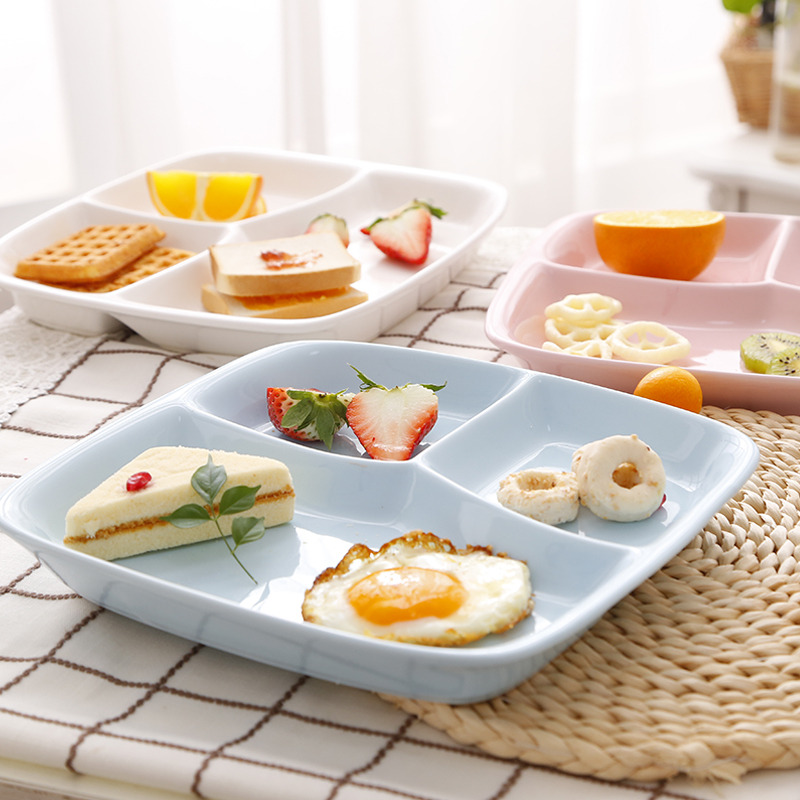 分餐陶瓷分隔餐盘家用饭菜儿童分格陶瓷盘子减脂一人食餐具套装盘