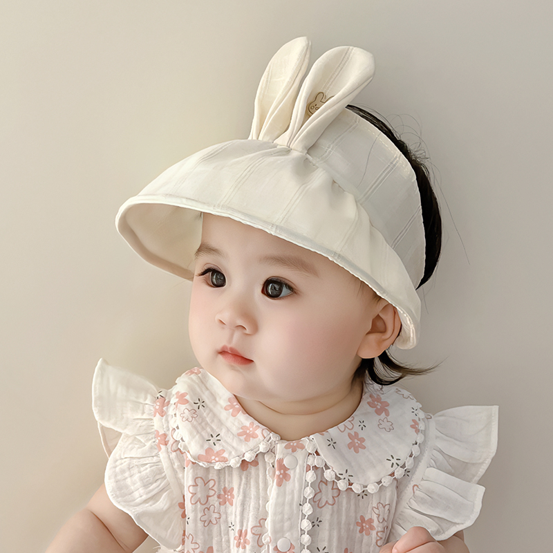 宝宝遮阳帽子夏季薄款儿童防晒太阳帽可爱超萌男女婴儿出游空顶帽