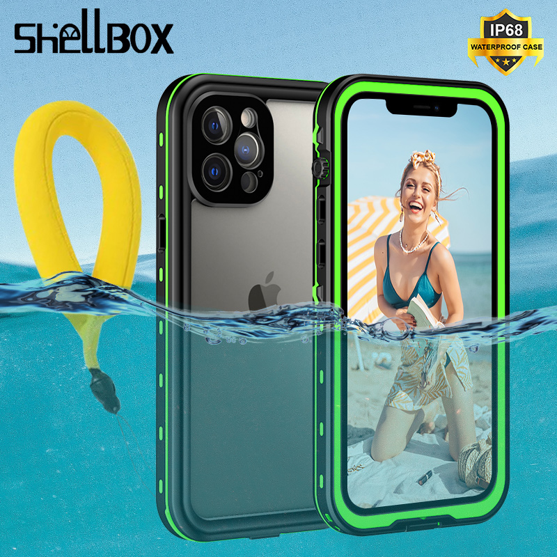 Waterproof Case适用于iPhone 13 Pro Max简约苹果15全包边防水壳14Pro海边沙滩游泳池浮潜温泉外卖防雨水天