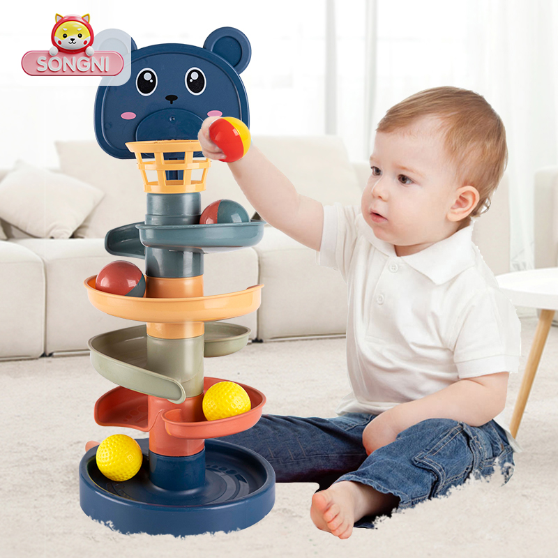 宝宝益智趣味轨道滑球塔0-3岁婴儿滚滚球早教叠叠转转乐1-2玩具塔