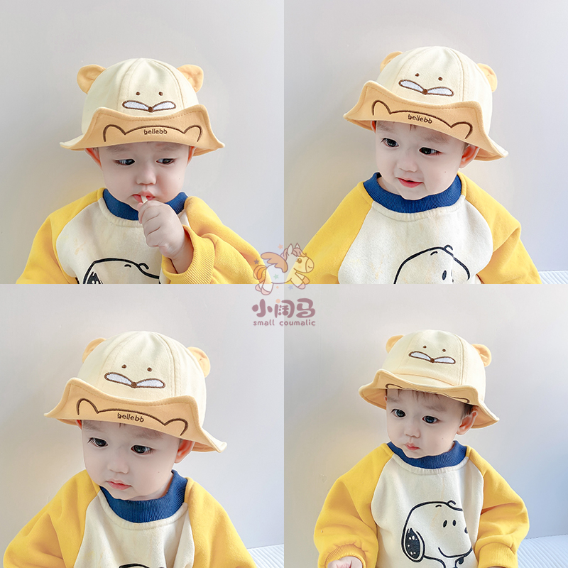 男宝宝婴儿帽子春秋薄款遮阳帽防晒可爱超萌男童幼儿童渔夫帽一岁