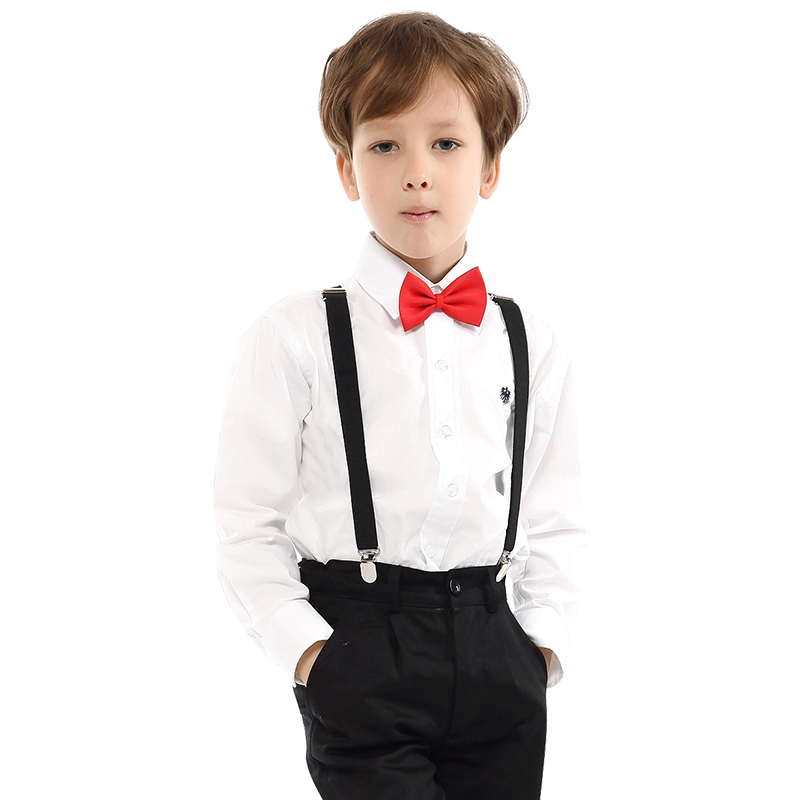 新款男童礼服套装英伦风白衬衫黑色西裤儿童合唱主持人钢琴演出服
