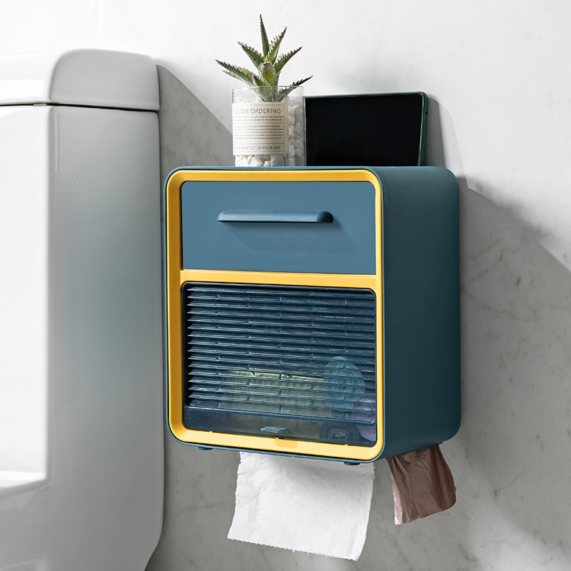 纸巾盒免打孔卫生间浴室壁挂式置物盒家用多功能纸巾架厕所抽纸盒