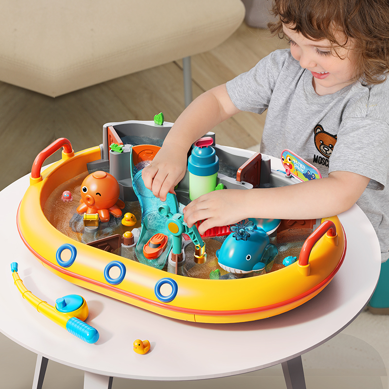 费乐大颗粒儿童戏水磁性钓鱼玩具水上乐园礼盒装男女孩子3-6周岁