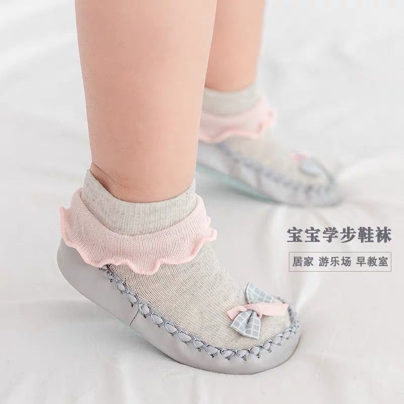 新疆西藏包邮0-3岁婴儿学步鞋袜春秋款加厚宝宝软底学步鞋防滑防