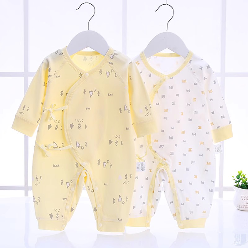 妙纬新生婴儿衣服纯棉宝宝连体衣满月和尚服春装0一3月婴儿冬装