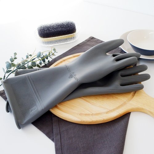 韩国MJ宽松灰色系胶皮手套家务橡胶手套厨房卫生间家务清洁手套M