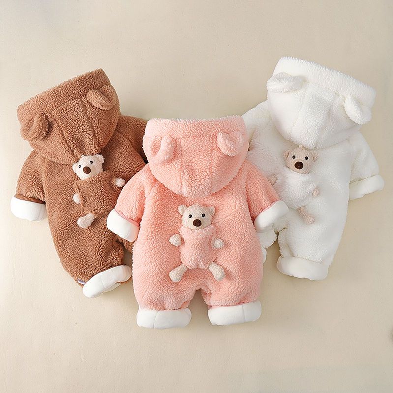 婴儿连体衣秋冬新款熊猫宝宝棉服套装新生儿加绒加厚外出抱衣冬装