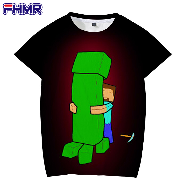 我的世界短袖儿童t恤Minecraft童装衣服男童速干女孩上衣数码印花
