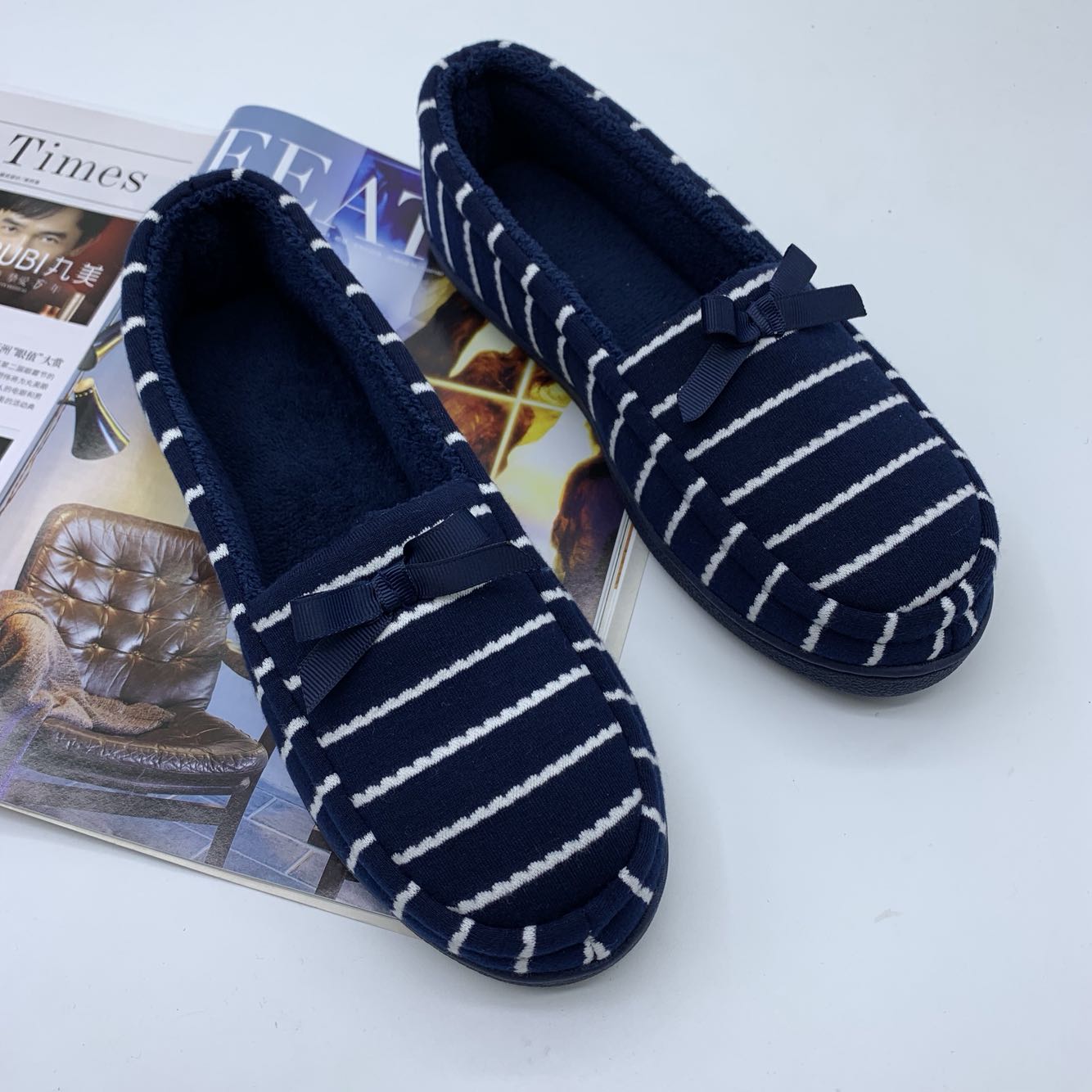 出口英国软底防滑防水月子鞋可爱蝴蝶结包跟棉拖鞋屋家用月子产品