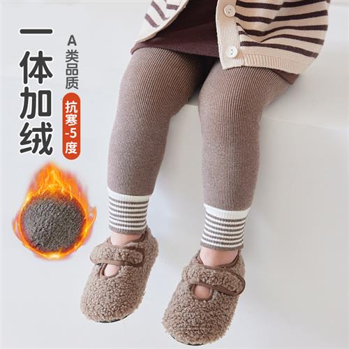 韩版冬季加绒加厚一体绒婴儿连裤袜宝宝打底袜女童保暖外出裤袜