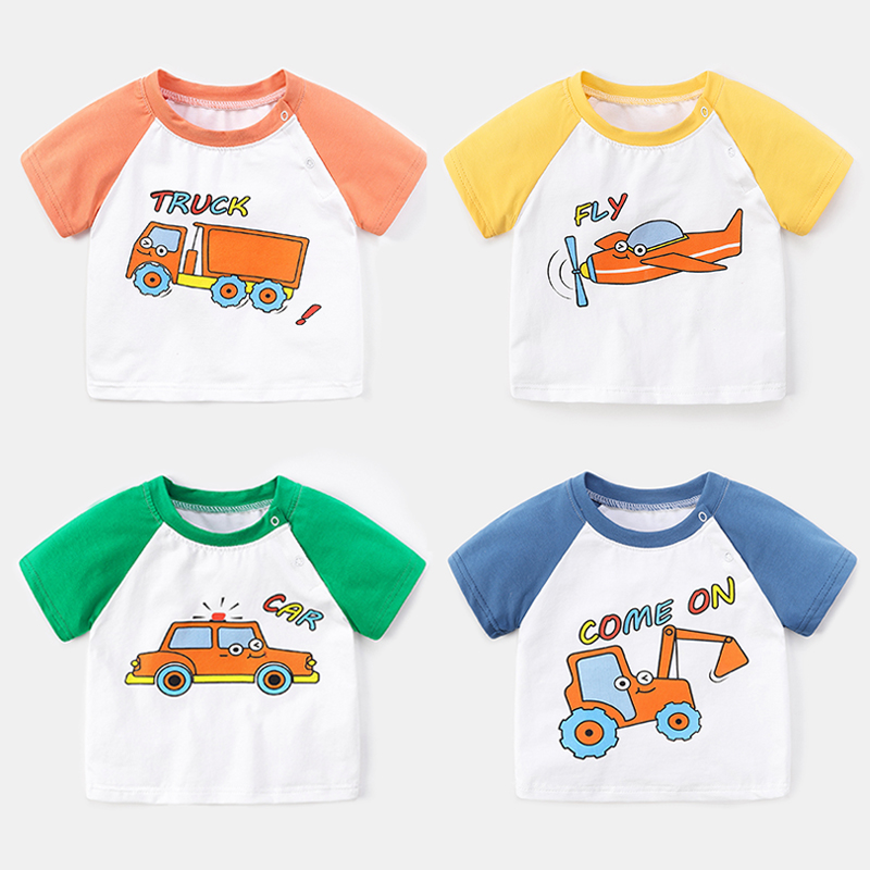婴儿衣服短袖T恤卡通印花男童3岁夏装1幼儿童宝宝女小童上衣洋气