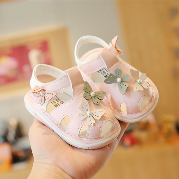 宝宝韩版护脚凉鞋2023夏季婴儿女童鞋子0-2岁 女孩软底叫叫学步鞋