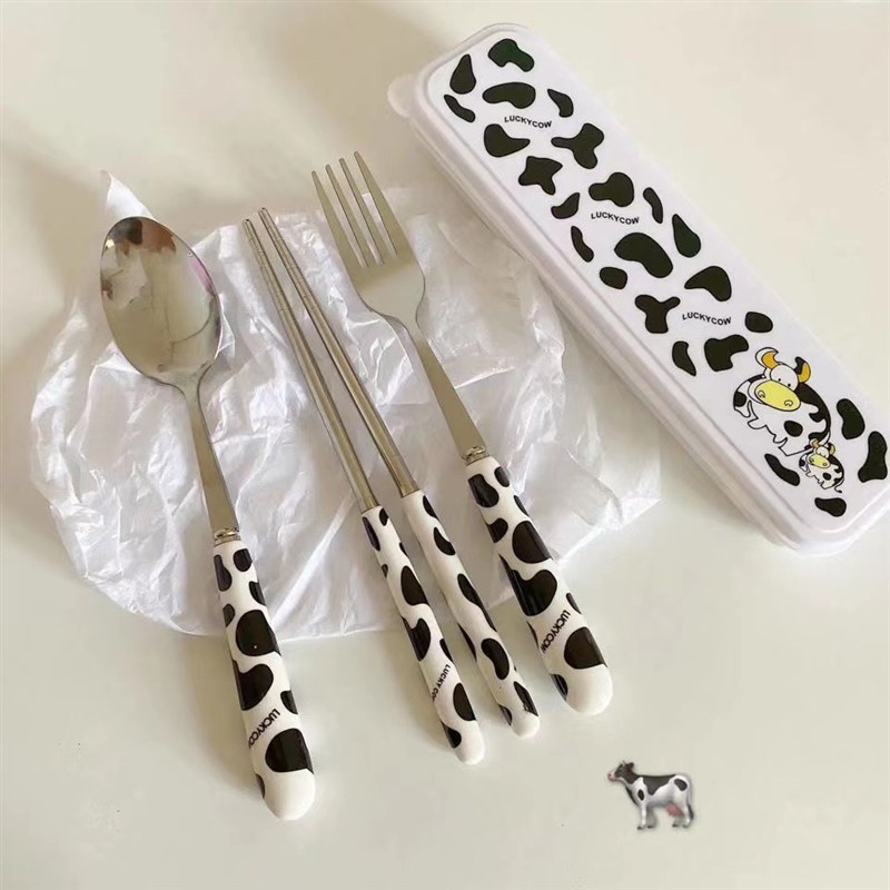 现货速发小学生午餐吃饭餐具上学专用筷子勺子可携式收纳盒儿童套