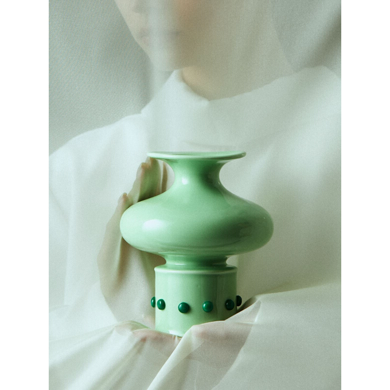 【新色上架】观园吉东方青瓷嵌玉新中式陶瓷花瓶摆件花瓶花器中秋