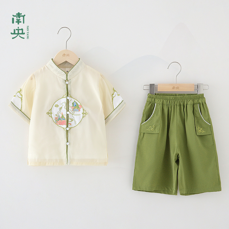 儿童古装汉服男童中国风男孩唐装宝宝短袖套装夏季薄款小童新中式