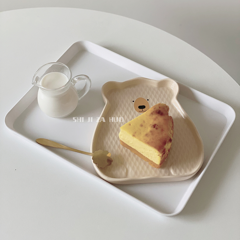 ins陶瓷小熊盘子创意可爱卡通菜盘家用早餐甜点儿童餐具北欧风