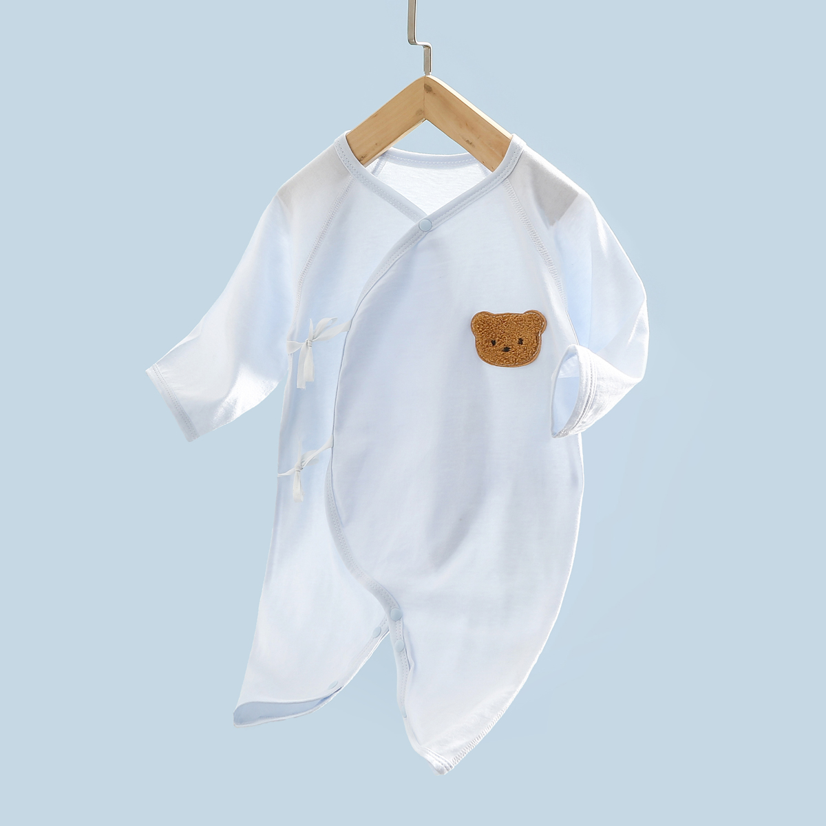 0-6月 新生婴儿衣服夏季薄款初生宝宝和尚服纯棉哈衣长袖睡衣透气