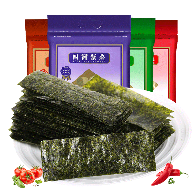 四洲紫菜海苔即食原味海味零食儿童寿司海苔片海苔拌饭料40克*1袋