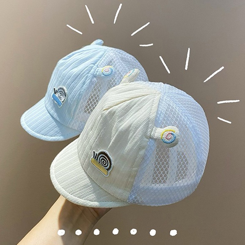 日本婴儿帽子夏季网眼鸭舌帽新生儿纯棉超萌初生小月龄遮阳棒球帽