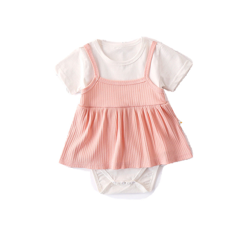 速发0-1-2-3岁婴儿衣服女宝宝棉洋装短袖夏装满月裙百天百岁百日