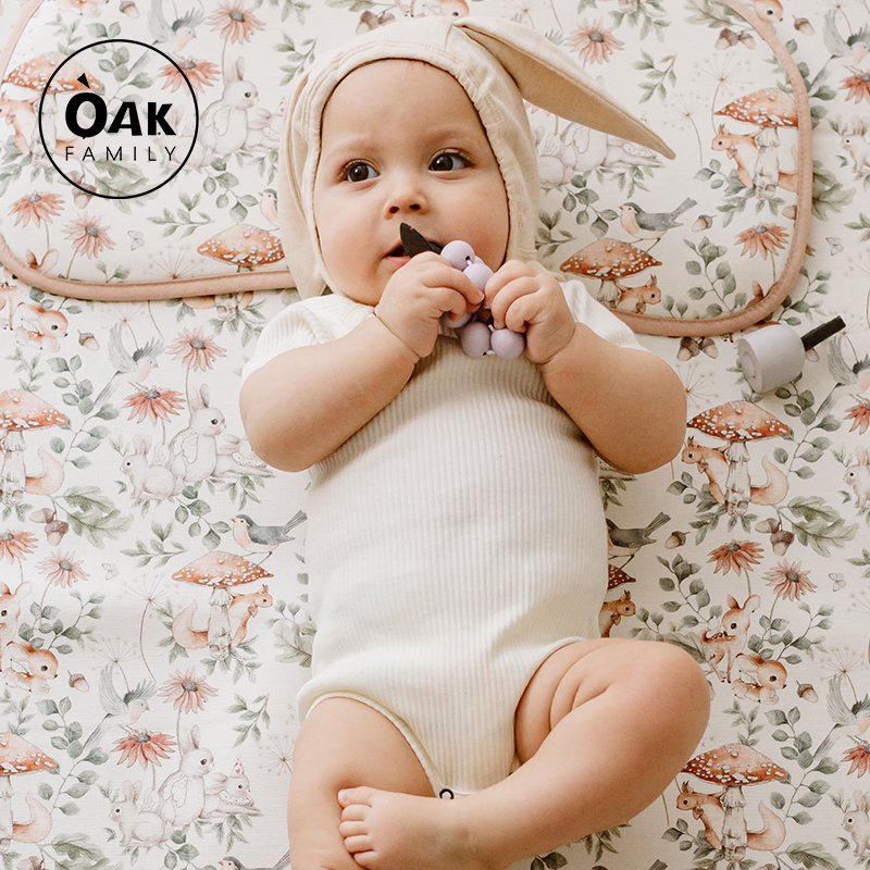 Oak Family新生婴儿短袖包屁衣夏季薄款棉莫哈衣爬服男女宝宝衣服