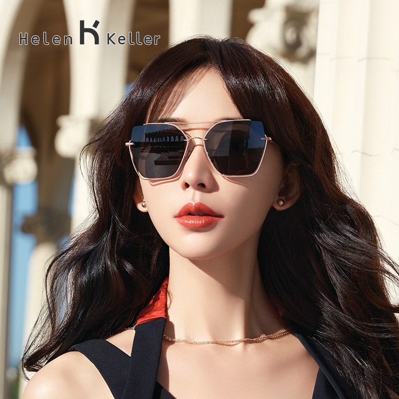 海伦凯勒太阳镜女时尚网红款个性潮流墨镜大框防紫外线眼镜H8811
