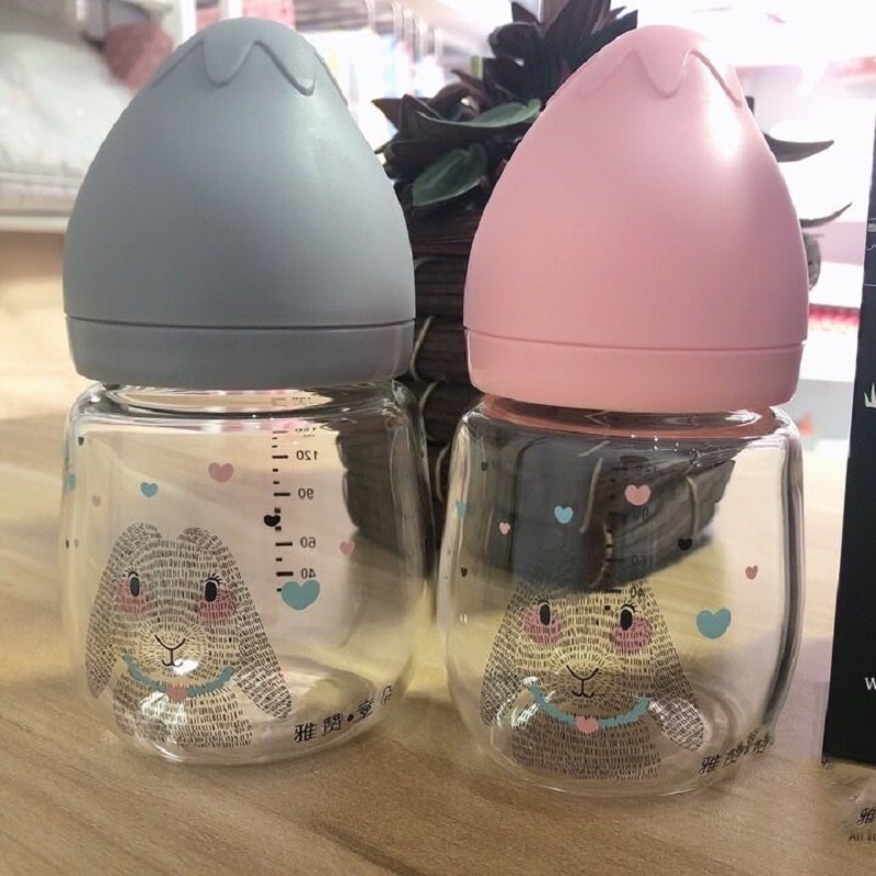雅赞奶瓶玻璃防摔宽口径婴幼儿奶瓶重力球新生宝宝防胀气防漏耐磨