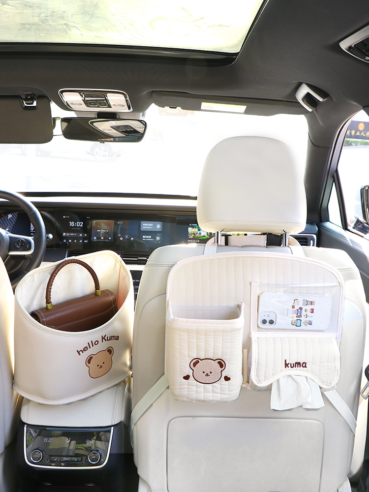 车内车载婴儿用品后座储物汽车座椅收纳袋后背车用纸巾盒挂袋欢束