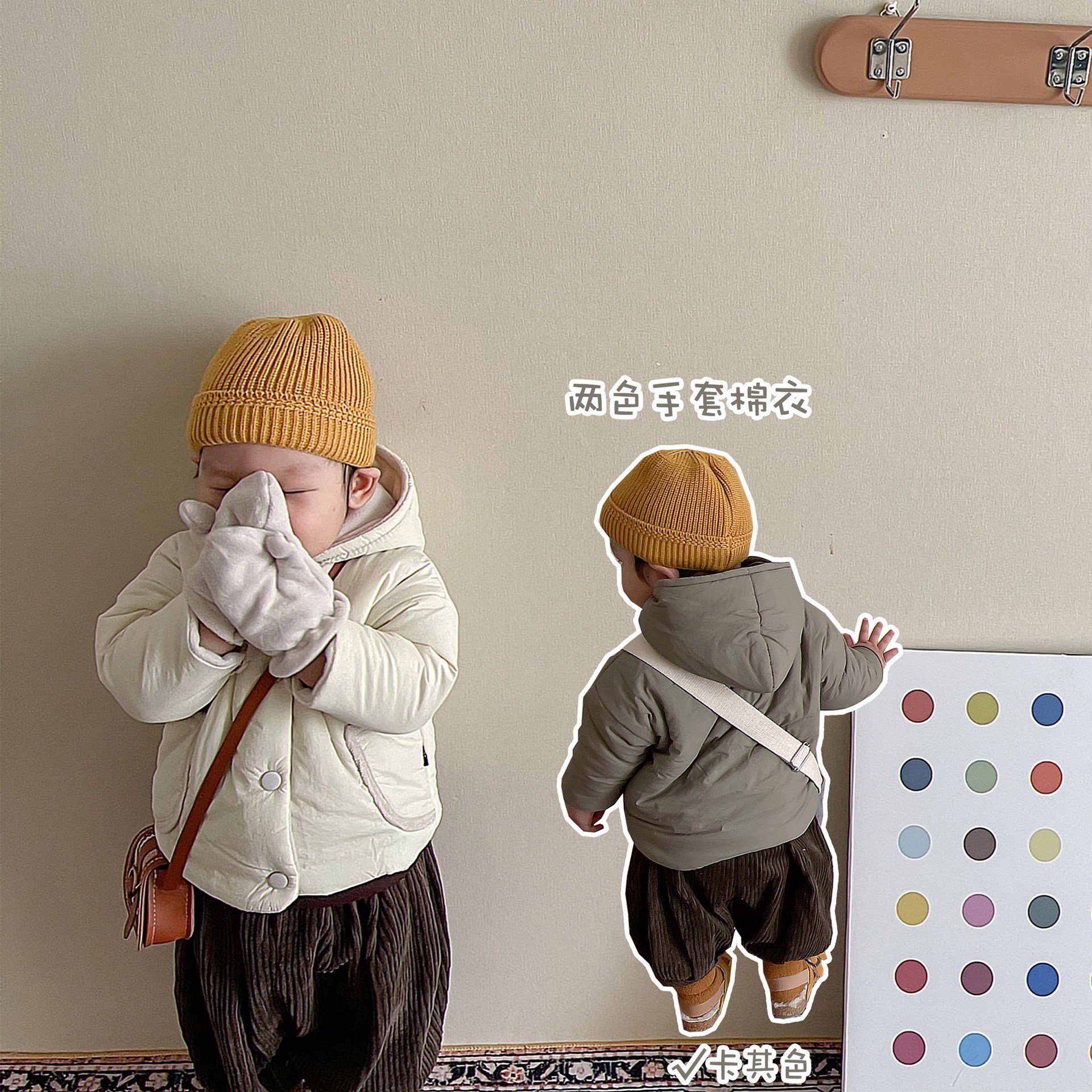 韩国婴童装连帽加绒厚棉服秋冬新款男女婴儿棉袄小宝宝棉衣外套潮