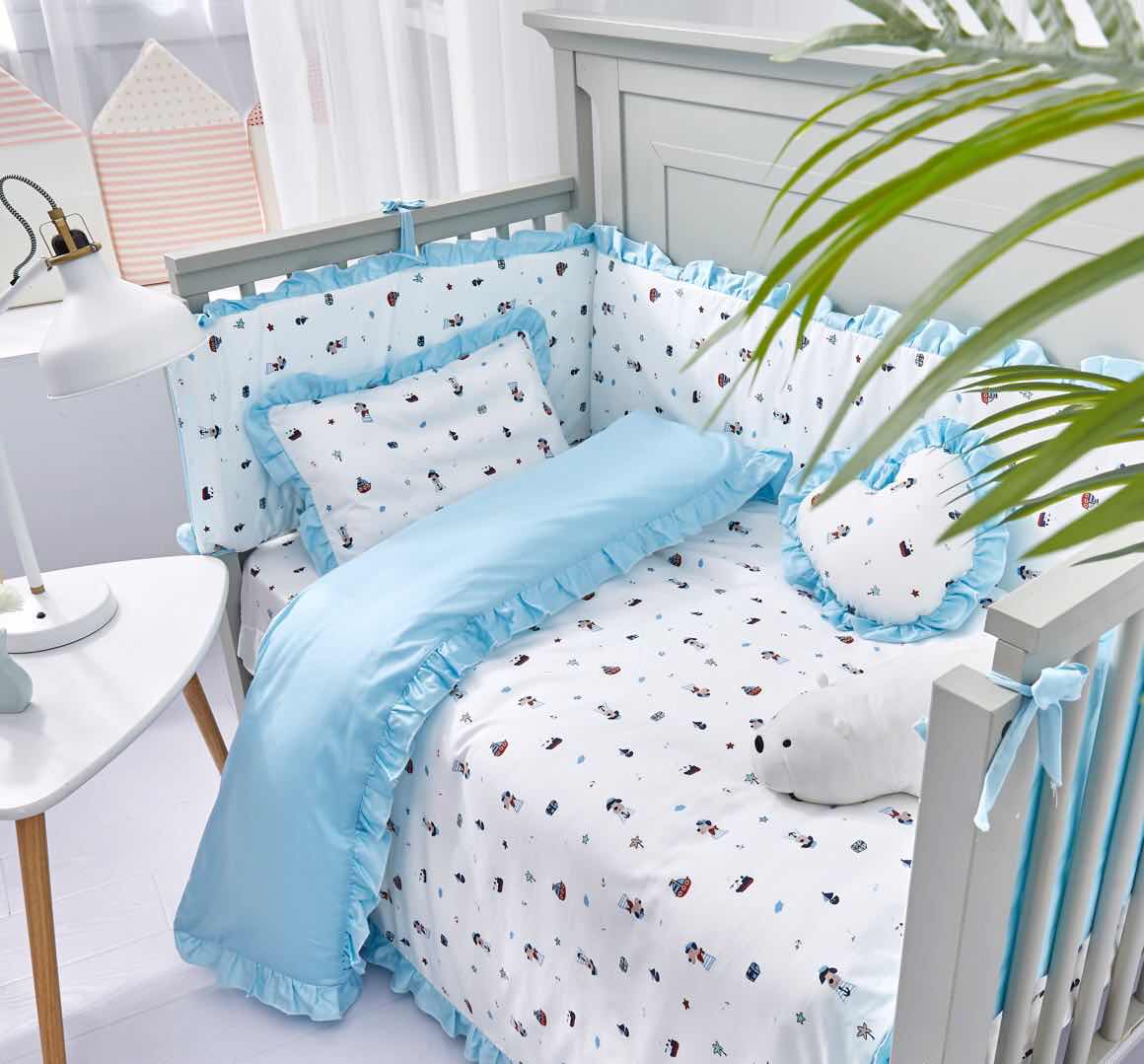 泽贝儿婴儿床床围八件套宝宝纯棉儿童防撞床上用品可拆洗婴童床品