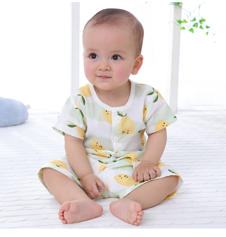 婴儿衣服宝宝短袖夏装纯棉男女童纱布内衣套装0-1-3岁睡衣空调服