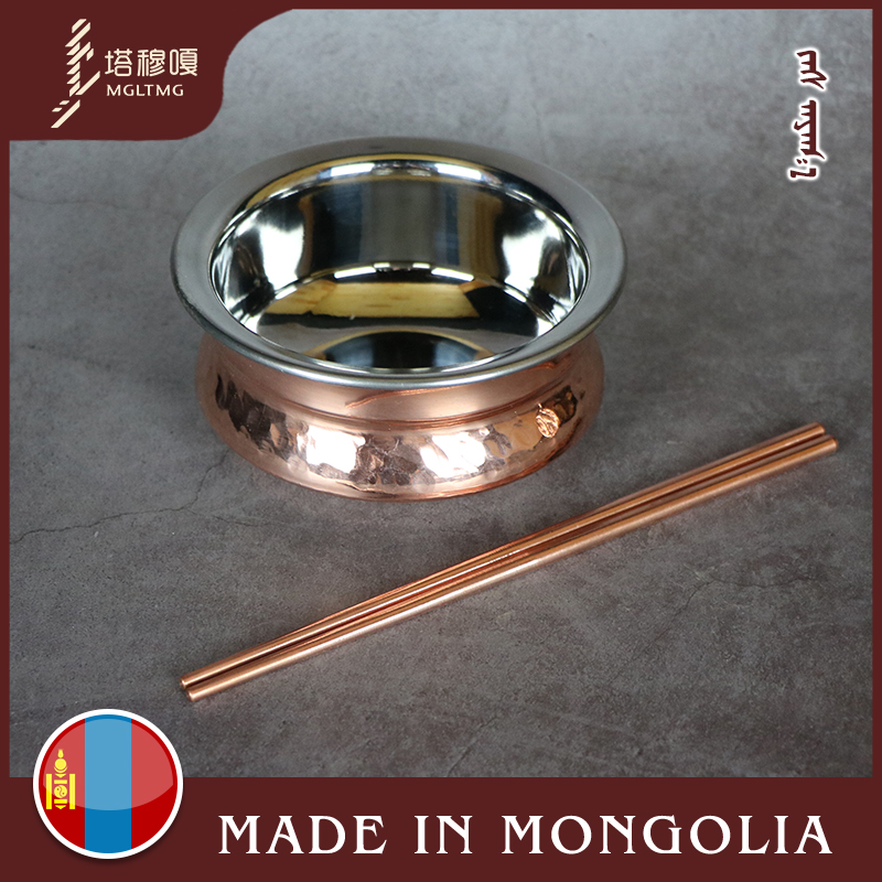 蒙古纯铜碗双层内嵌不锈钢 奶茶碗蒙餐具防烫手炒米碗酒碗塔穆嘎