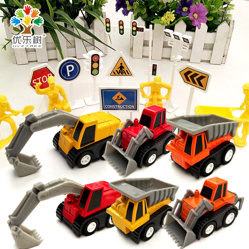 儿童合金工程车小汽车挖掘机玩具车仿真赛车回力4模型3-6岁8男孩5