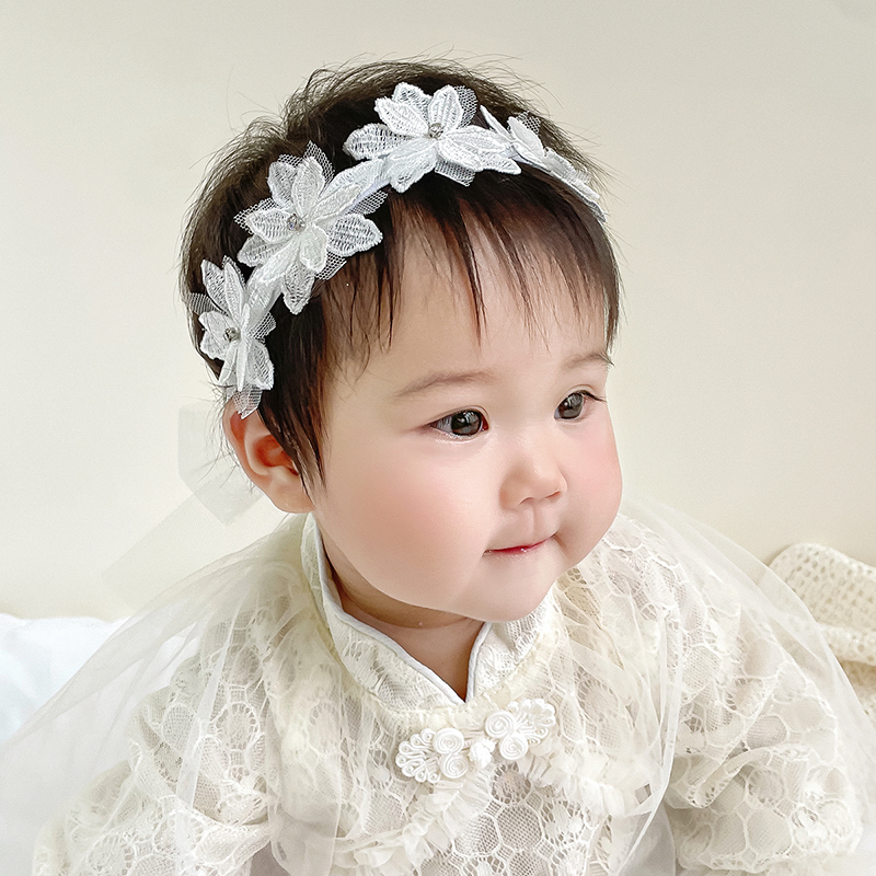 婴幼儿发带韩版花朵蕾丝头饰女宝宝百天周岁生日拍照配饰女童发箍